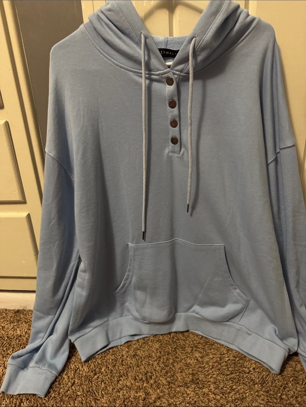 Blue Womens Hoodie Sweater with Button Placket Excellent Condition!